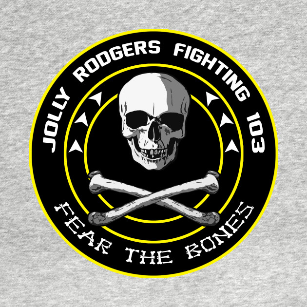 Fighting 103 Jolly Rogers Front and Back Print by SimonBreeze